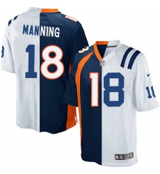 Youth Nike Indianapolis Colts #18 Peyton Manning Elite White/Navy Blue Split Fashion NFL Jersey