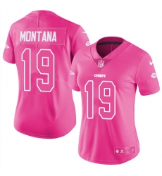 Women's Nike Kansas City Chiefs #19 Joe Montana Limited Pink Rush Fashion NFL Jersey