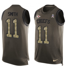 Men's Nike Kansas City Chiefs #11 Alex Smith Limited Green Salute to Service Tank Top NFL Jersey