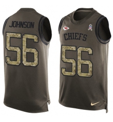 Men's Nike Kansas City Chiefs #56 Derrick Johnson Limited Green Salute to Service Tank Top NFL Jersey