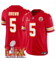 Men's Kansas City Chiefs #5 Hollywood Brown Red 2025 Super Bowl LIX F.U.S.E. Vapor Limited Stitched Football Jersey