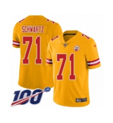 Men's Kansas City Chiefs #71 Mitchell Schwartz Limited Gold Inverted Legend 100th Season Football Jersey